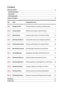 Contents from Business Communication - Everyday Workplace English - Book 2
