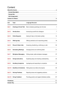 Contents from Business Communication - Everyday Workplace English - Book 1