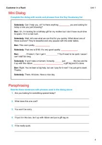 Customer Service in the Movies – Discussion & Role-Play: Sales Unit 1 – Page 4 from Customer Service in the Movies - Discussion & Role-Play - Sales