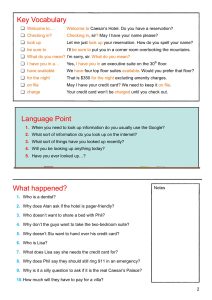 Unit 1 – Page 2 from Customer Service in the Movies - Discussion & Role-Play - Hotel