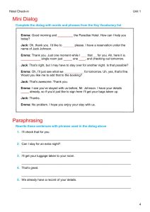 Unit 1 – Page 4 from Customer Service in the Movies - Discussion & Role-Play - Hotel
