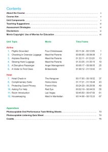 Contents from Customer Service in the Movies - Discussion & Role-Play - Airline & Hotel