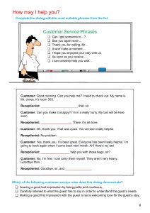 Customer Service in the Movies – Discussion & Role-Play: Full Service customer service in the movi 966fa5 08 unit 1 page 6