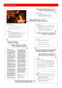 Immersive Reading – Read, Reflect, and Discover: Book 2 Lesson at a Glance from Immersive Reading - Read, Reflect, and Discover - Book 2