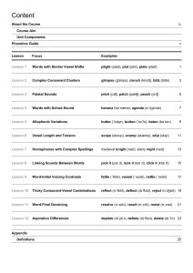 Contents from Perfect Pronunciation - Phonology & Listening Exercises - Level 3