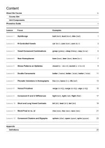 Contents from Perfect Pronunciation - Phonology & Listening Exercises - Level 2