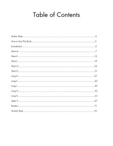 Contents from Mastering Vowel Sounds Activity Book — A Pronunciation Workbook for Advanced English Language Learners (ESL)