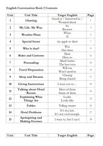 Contents – Page 1 from English Conversation 2 Textbook For Eikaiwa Lessons in Japan Student Book First Edition 英会話 テキスト — 30 Eikaiwa Style Lessons Ready to Use for ESL Teachers of Adult Private Man-to-Man and Online Tutoring